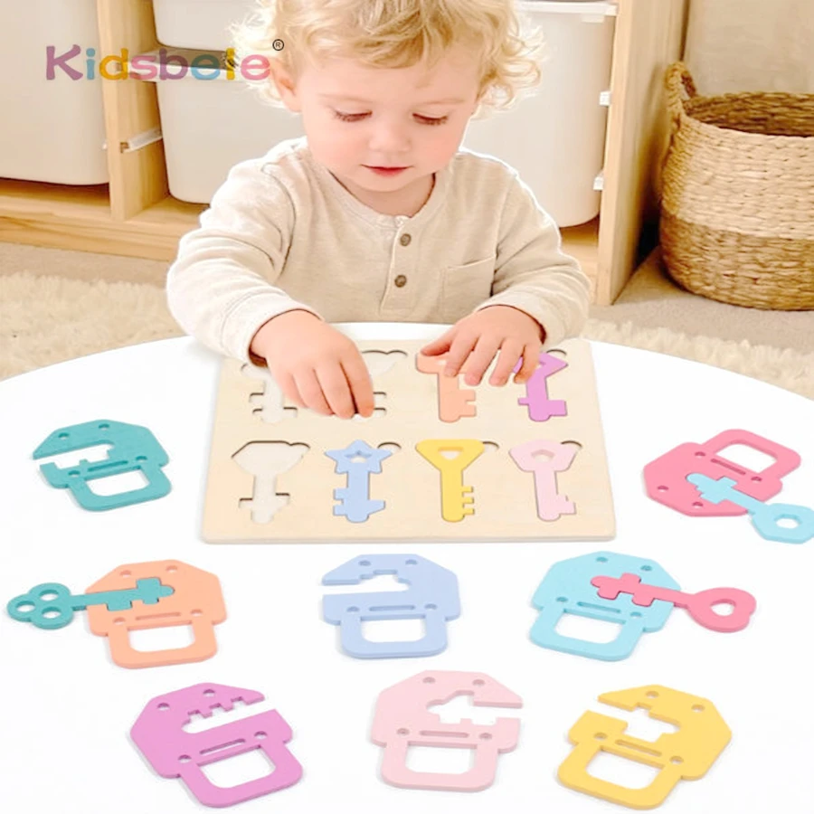 Colorful Lock and Key Matching Toy Educational Shape Sorting Puzzle Montessori Toy for Kid Early Learning and Brain Development