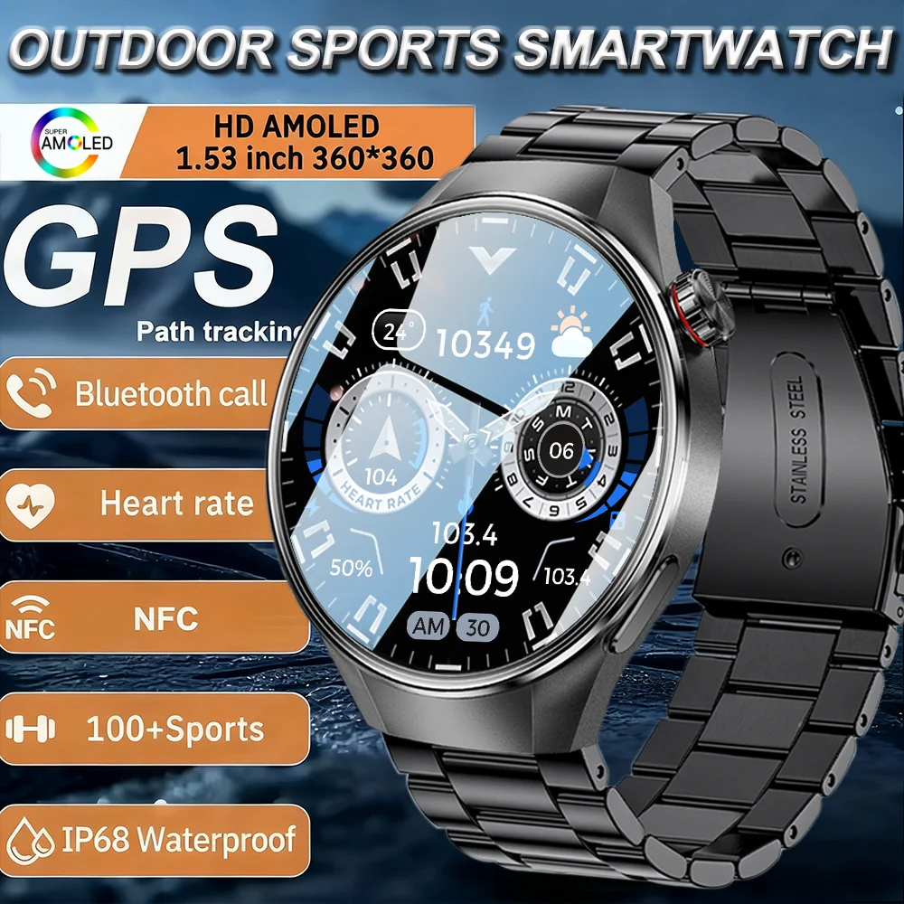 

Новинка 2025 года, 1,75-дюймовый AMOLED-экран, пульсометр, 400 мАч, аккумулятор, компас, GPS, траектория движения для мужчин и женщин, умные часы для спорта на открытом воздухе