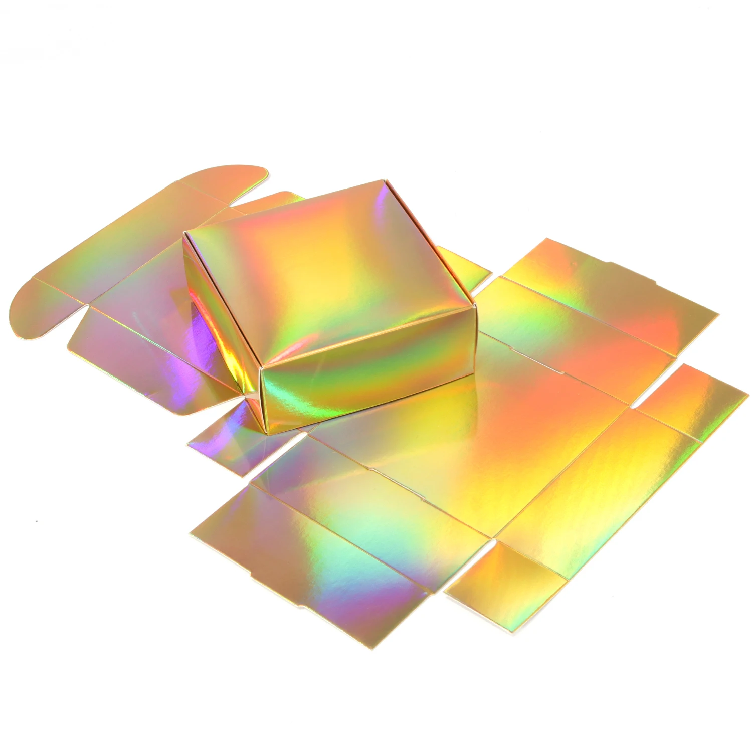 10 Stuks/Zwart Wit Bruin Paars Goud Zilver Laser Effect Geschenkdoos Snoep Chocolade Kartonnen Ondersteunt
