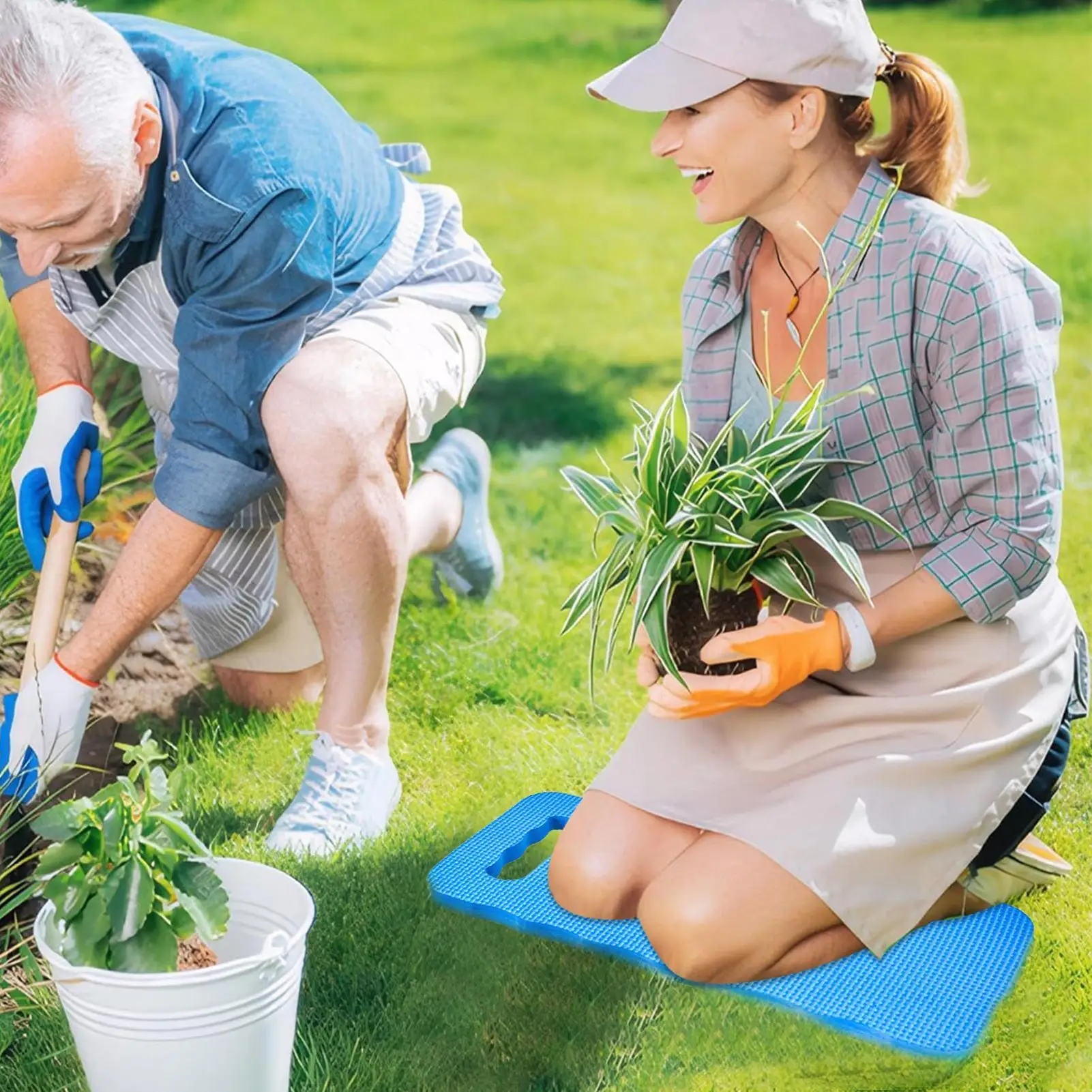 フォームひざまずくパッド衝撃吸収膝クッション人間工学に基づいた膝クッションヨガエクササイズベビー入浴屋外用ハンドル付き