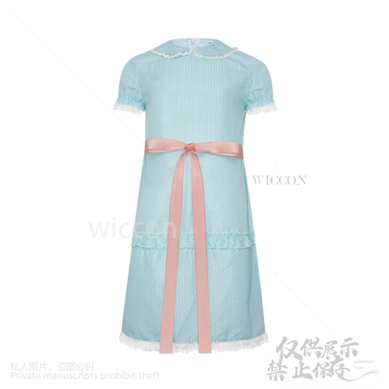 Anime Film die glänzenden Cosplay Horror Zwillinge Kleid blau Halloween Puff ärmel Lolita Outfits Kleid Röcke für Mädchen Frau Perücken