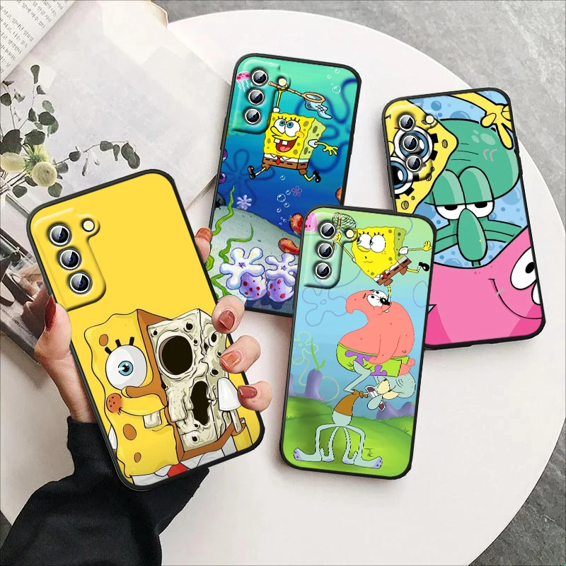 spongebob squidward For Samsung A2 A01 A04 A02 A20 A30 A42 A10 A11 A81 A91 A31 A71 A51 S E Core 4G 5G Black Phone Case