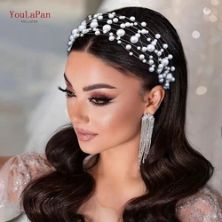 YouLaPan Pearl Wedding Hair Vine Bride Wedding Pearls Headband Handmade Beaded Women Gathering Jewelry Hair Accessories HP632