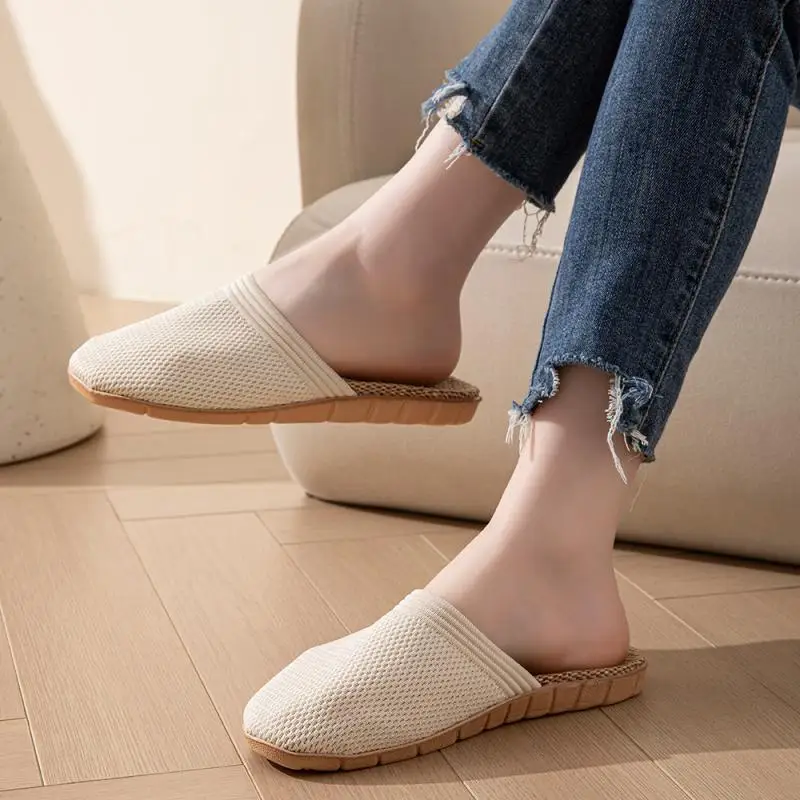 Mesh Casual Slippers Ladies Home Soft Designer Women's Sandals Summer 2026 Hemp Elegant Slides Fashion Indoor Footwear Big Size