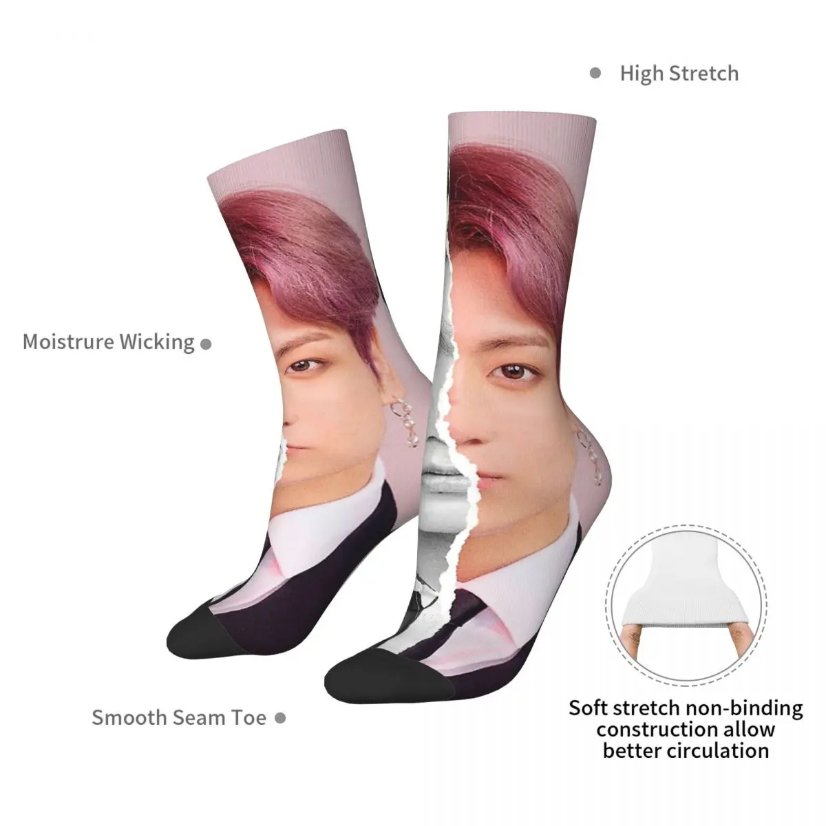 Jungkook Socks Harajuku Super Soft Stockings All Season Long Socks Accessories for Unisex Birthday Present