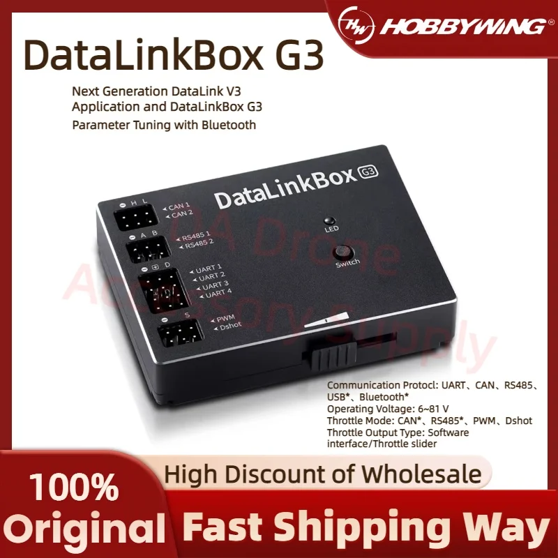 

Hobbywing Next-Generation DataLinkBox G3 Parameter Adjusting Bluetooth Protocl UART/CAN/RS485/USB Throttle Mode PWM/Dshot