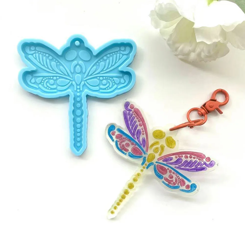 

2pcs Keychain Decoration Mold DIY Silicone Pendant Making Epoxy Casting Flexible Durable Reusable Female Body Dragonfly Design