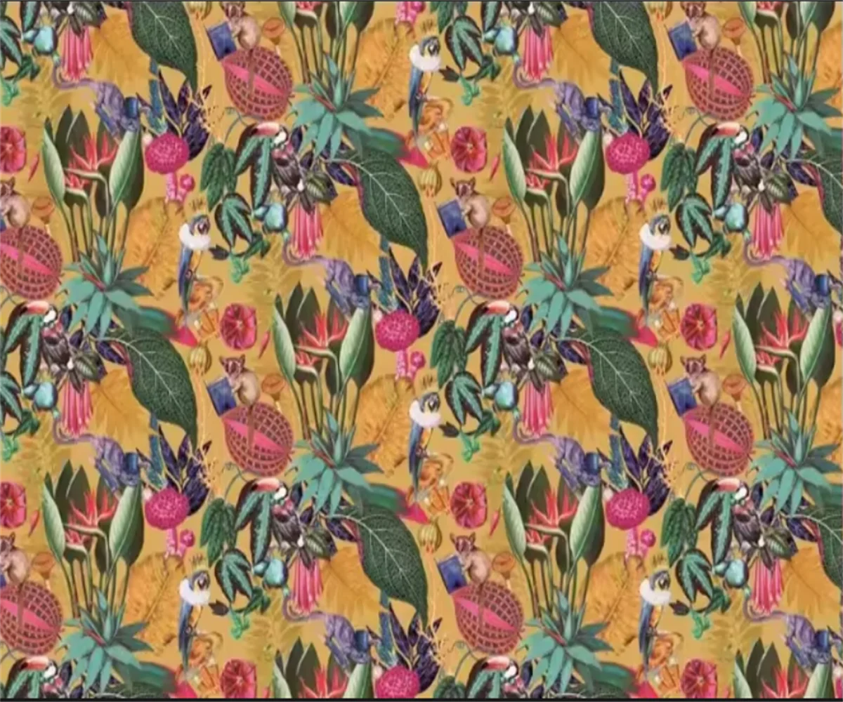 Custom size wallpaper Retro plant Banana leaf Tropical rainforest wallpaper American entrance Animal Restaurant 3d Wallpaper