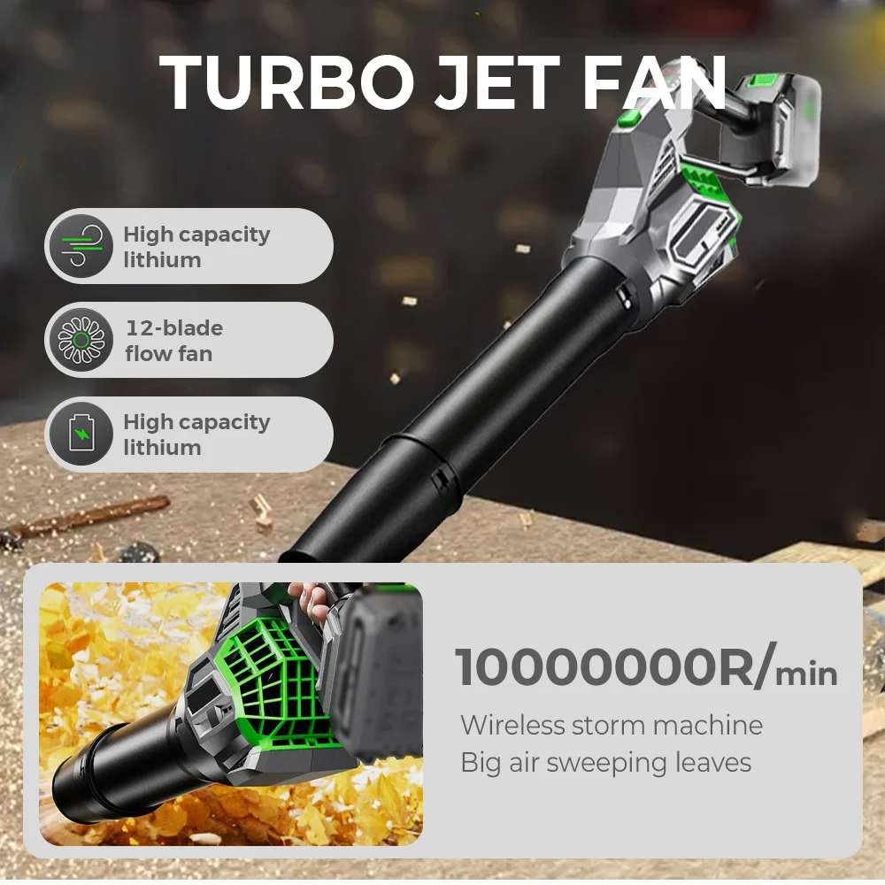 

1000000 об/мин Беспроводная штормовая машина Турбоструйный вентилятор 1600 г Высокомощный ветровой вентилятор для листьев Промышленный пылесборник для батареи Makita 18 В