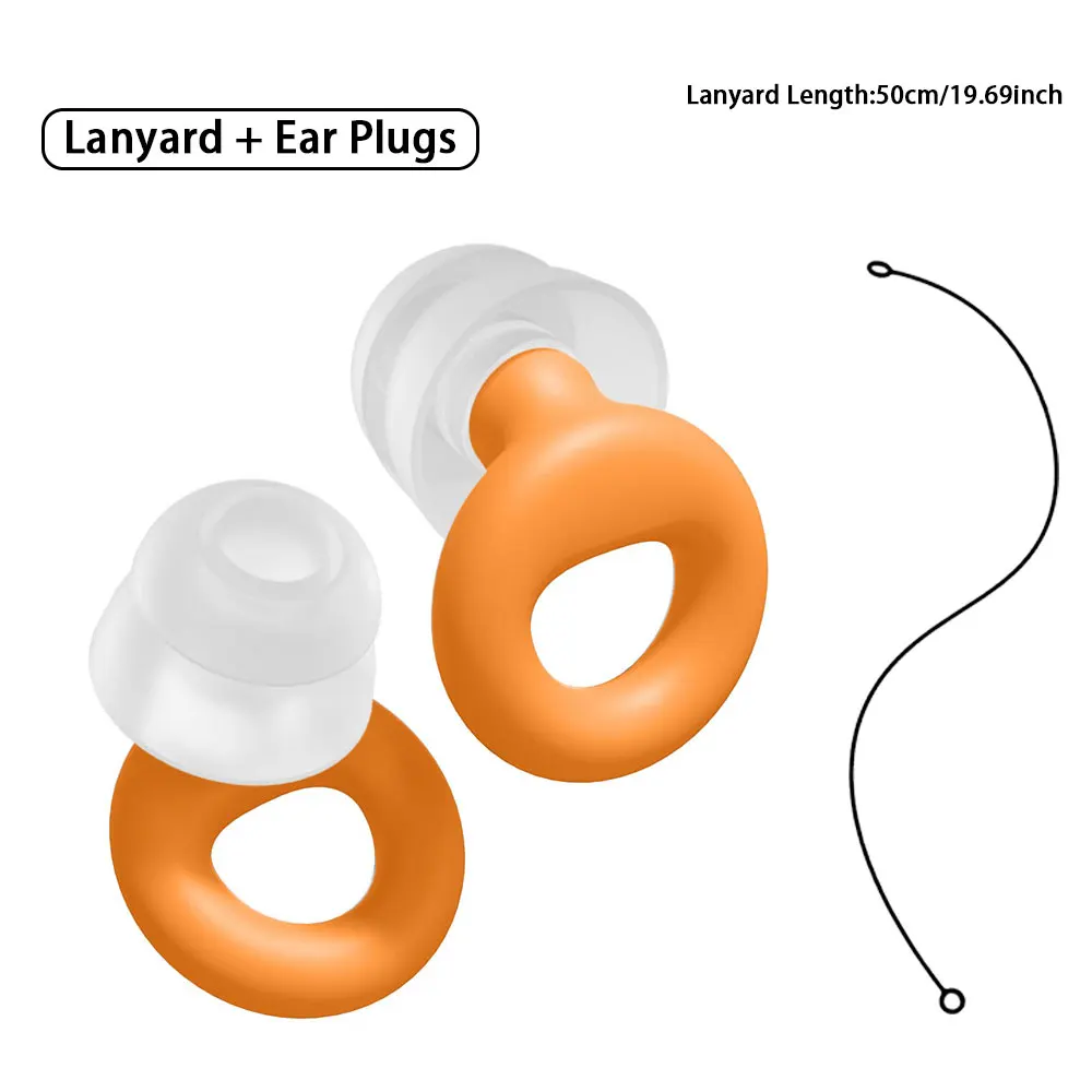 High-Fidelity Noise Filtering Double-layer silicone earplugs With Silicone Lanyard for Sleeping Swimming,Study,Daily Use