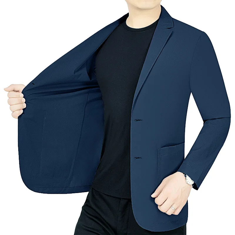 Veste de costume fine de haute qualité pour hommes, costume décontracté de bureau d'affaires pour jeunes, tondeuse de sport élastique, haut sans fer, automne 2025
