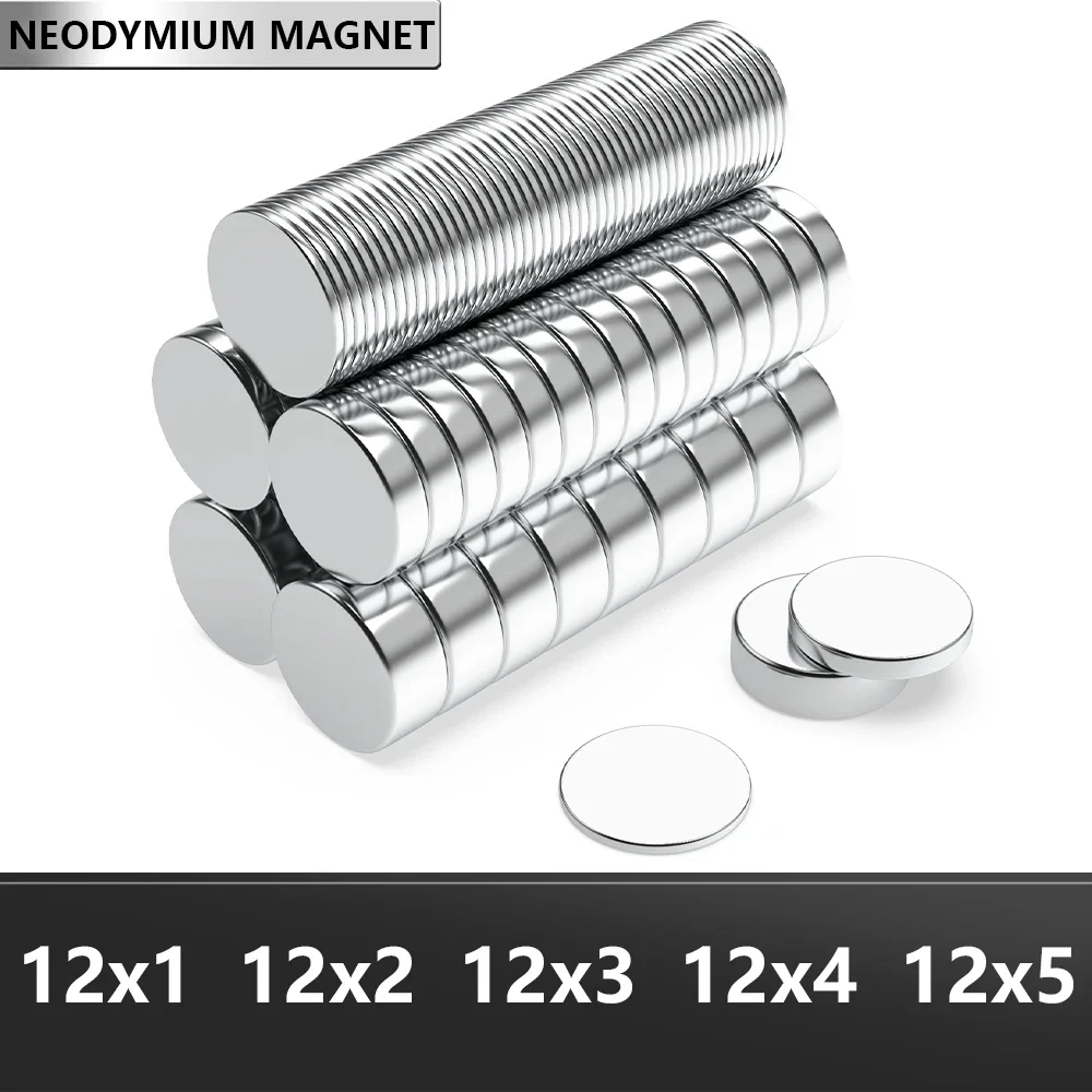 N35 Super Strong Neodymium Magnet Round NdfeB Powerful Permanent Magnetic imanes Refrigerator Magnets 12x1 12x2 12x3 12x4 12x5mm