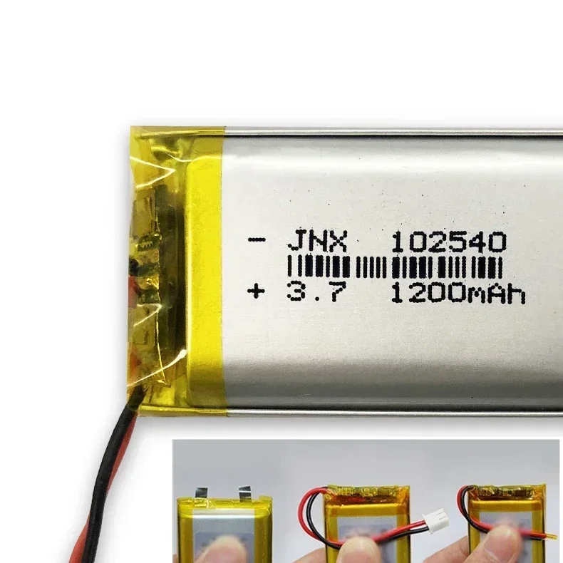 Original 3.7V 1200mAh 102540 JST 1.0 1.25 PH 2-pin Li-Polymer Li-ion Battery for Bluetooth Speaker GPS Dash Cam Camera MP4