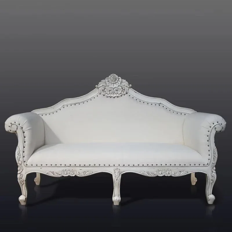

Antique white two-seat convertible transition combination sofa