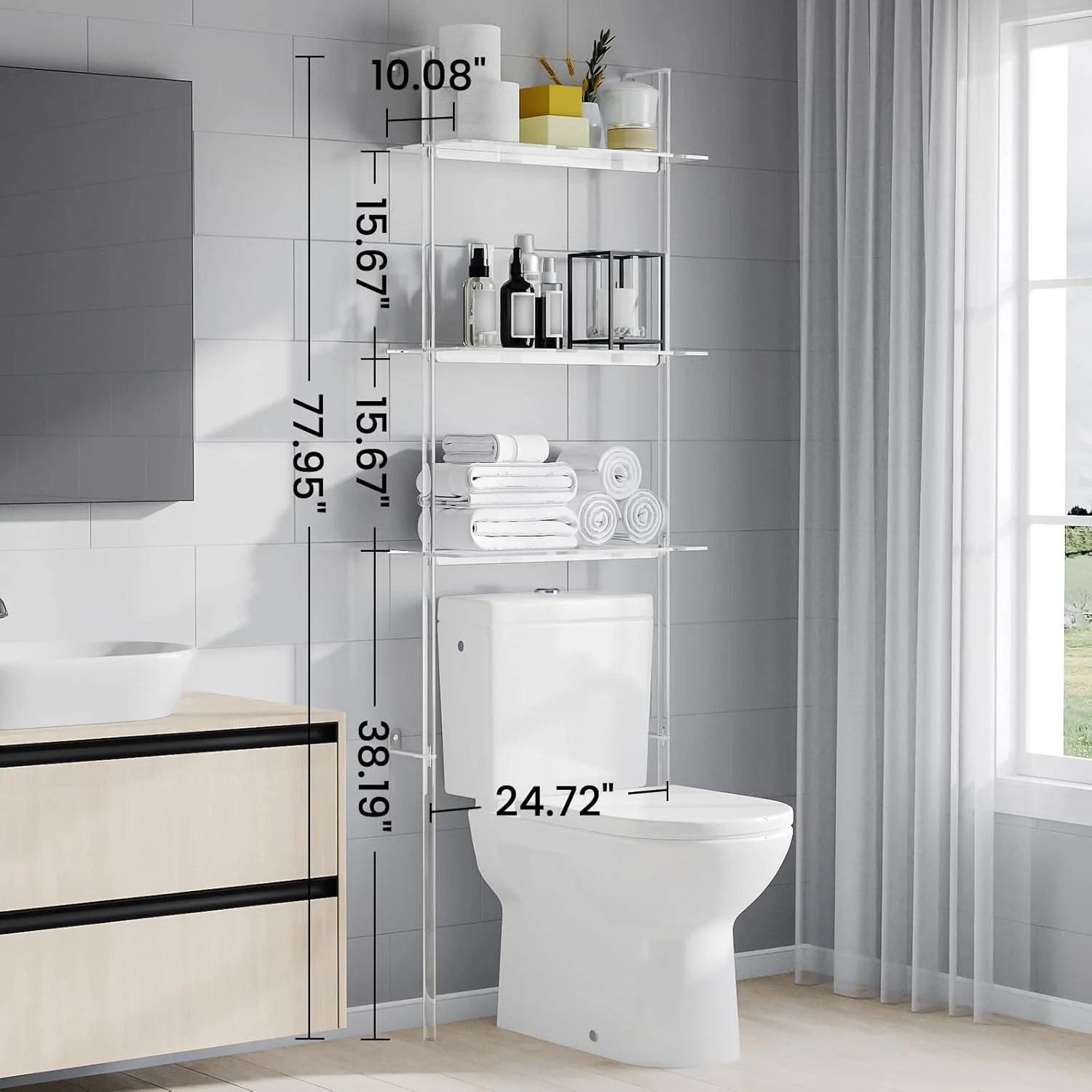 

Акриловый дисплей для ванной комнаты, балкон, стеллаж для хранения стиральной машины, акриловая стойка для выставки товаров над унитазом