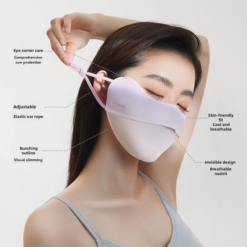 Maschera antisole estate B115 protezione UV da donna maschera leggera e traspirante in seta di ghiaccio maschera sfumata di alta bellezza