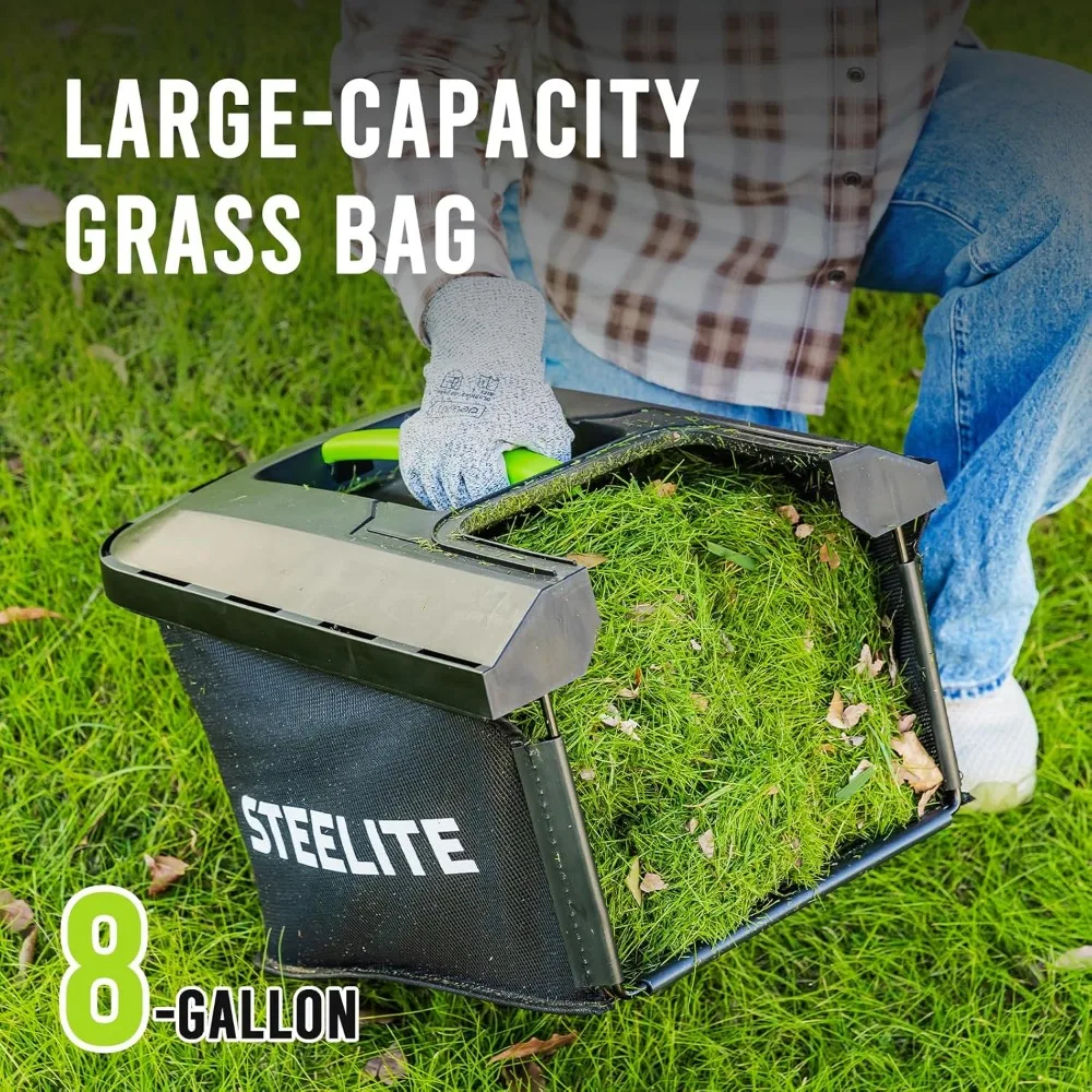 جزازة العشب الكهربائية المدمجة 13.2 - خفيفة الوزن، 2 في 1، محرك بدون فرش، بطارية 21 فولت 4.0 أمبير، مثالية لساحات صغيرة