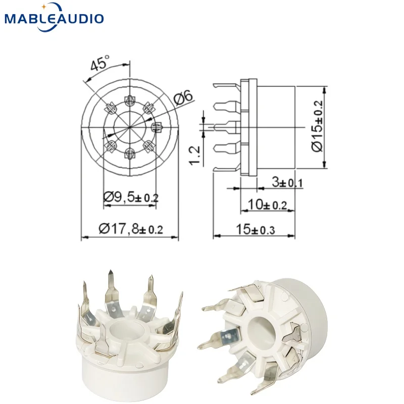 GZS7-1B-Y High Insulation Plastic Tube Socket Gold Contact Pins For Hifi Preamp Amplifier Modification Parts 7Pins
