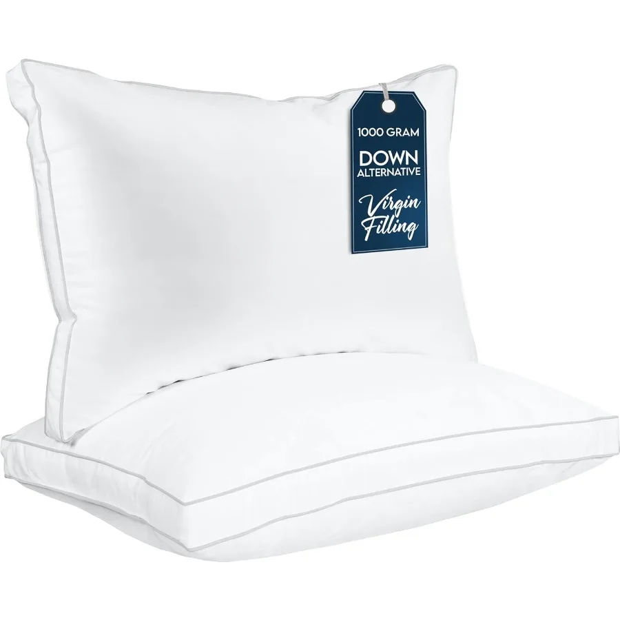 

Bed Pillows for Sleeping Queen Size White Set of 2 Cooling Hotel Quality Gusseted Pillow for Back Stomach or Side Sleepers with