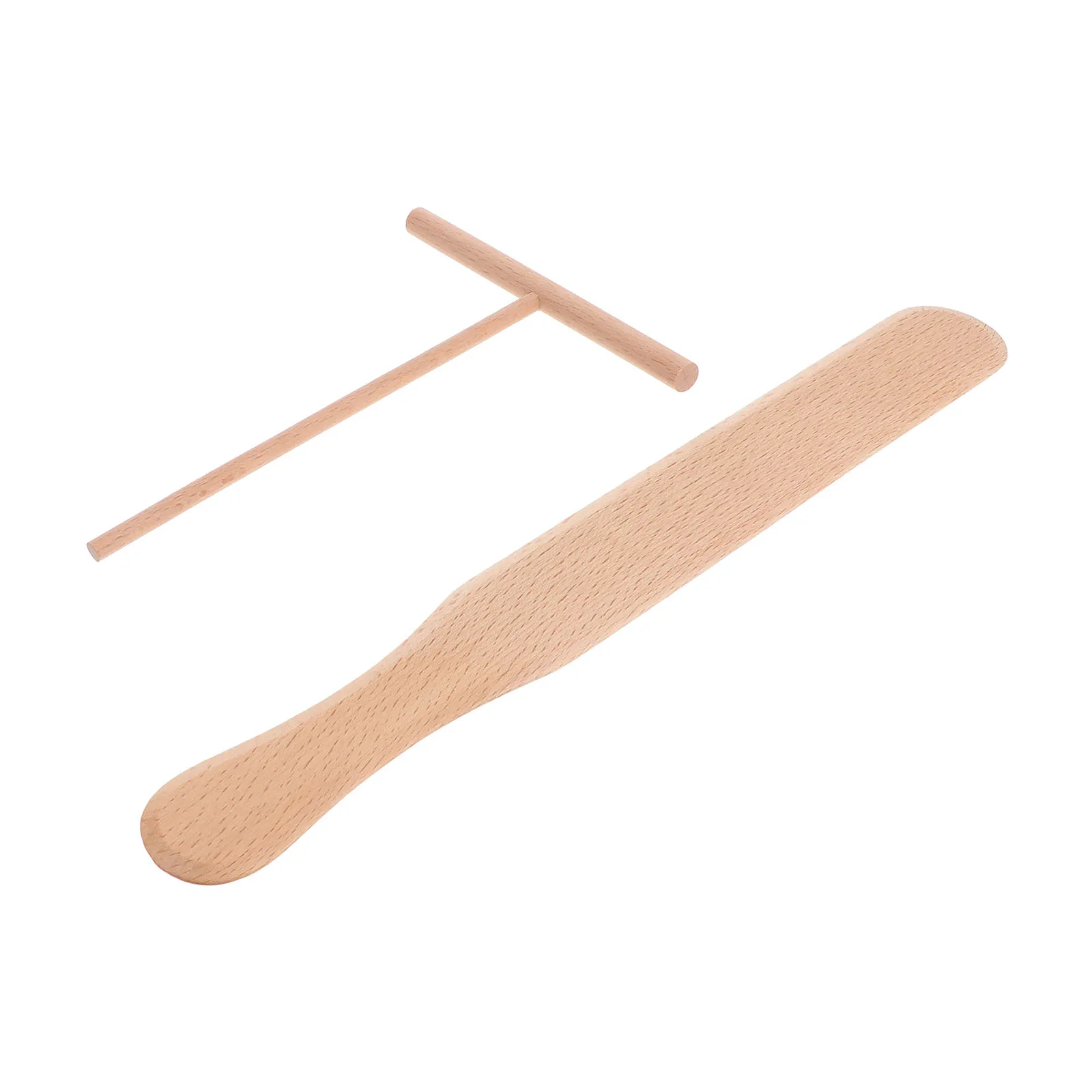 

2 Pcs Wooden Crepe Rake Spatula Set Smooth Surface Ideal for Pancakes Cooking Utensils Safe Bakeware Friendly Kitchen