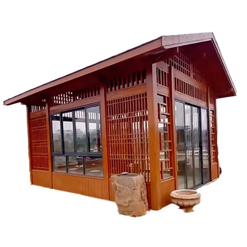 Outdoor antique garden villa tea room preservative wood movable simple wooden house Chinese courtyard pavilion Japanese house