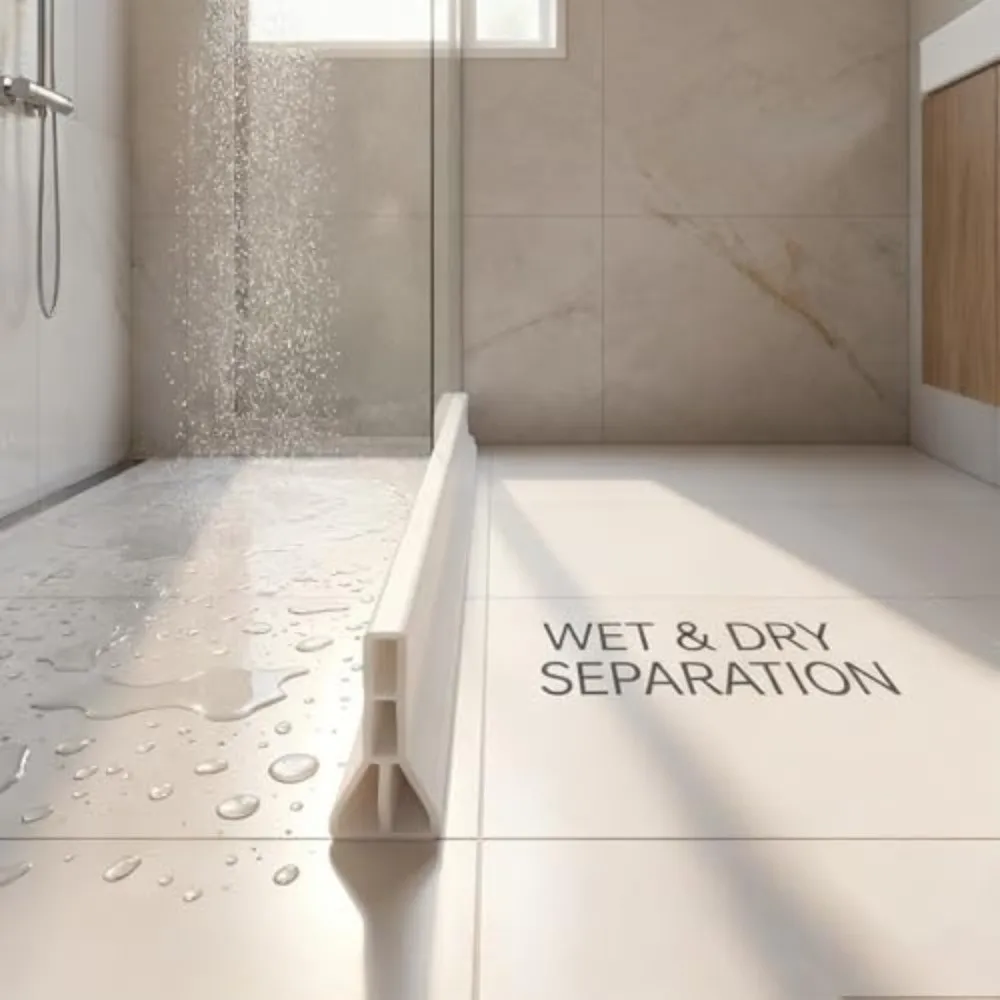 7cm Height Shower Water Barrier Flexible Self Adhesive Bathroom Dam Barrier Easy Install Sink Edge Sealing Strip