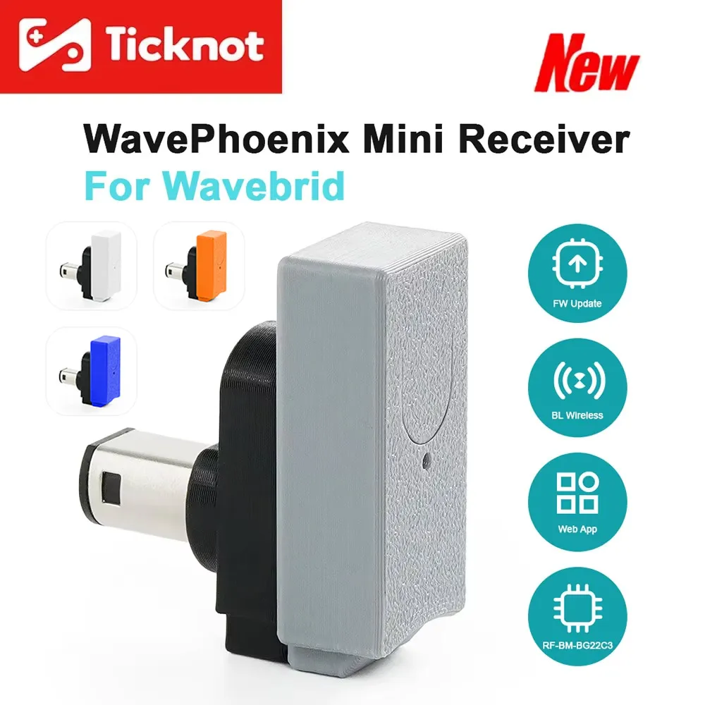 Penerima Nirkabel WavePhoenix untuk Adaptor Pengontrol Nintendo WaveBird Kompatibel dengan GameCube & Wii (RVL-001)