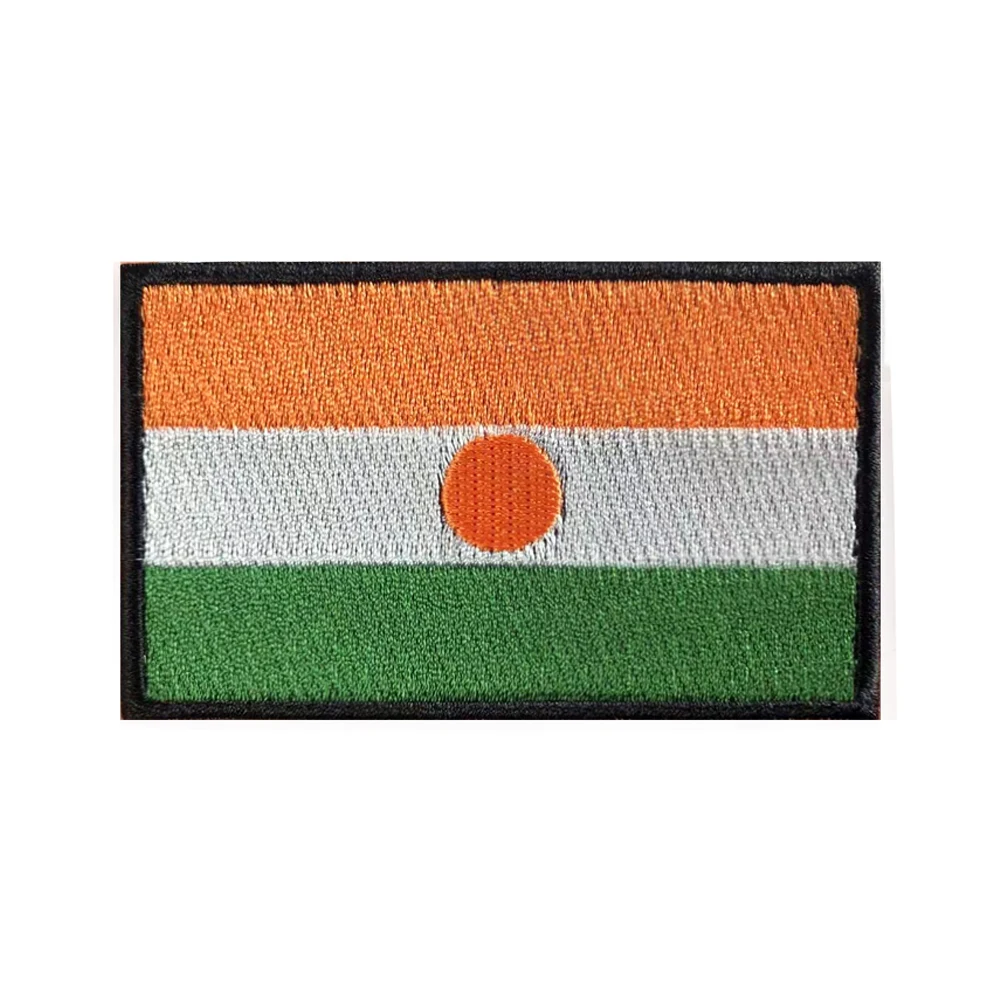 1PC Flag of Niger Armband Embroidered Patch Hook & Loop Or Iron On Embroidery Badge Cloth Military Moral Stripe