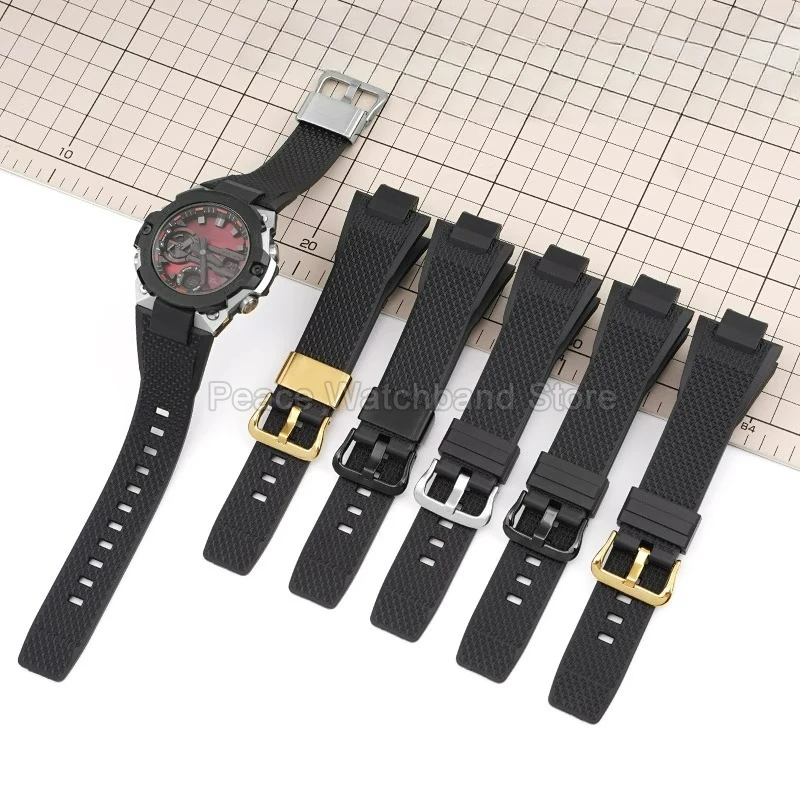 سوار سيليكون 14 مللي متر لساعة كاسيو G-SHOCK GST-B400 بواجهة محدبة حزام الساعات مرن صديق للبشرة مقاوم للتآكل سريع الجفاف