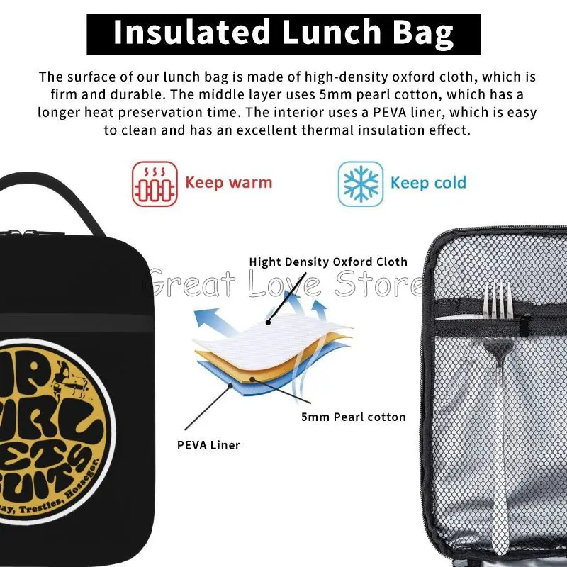 Rip Curl Australia Surf 절연 점심 가방 재사용 가능한 휴대용 도시락 상자 학교 작업 피크닉 여행을위한 쿨러 열 토트 백