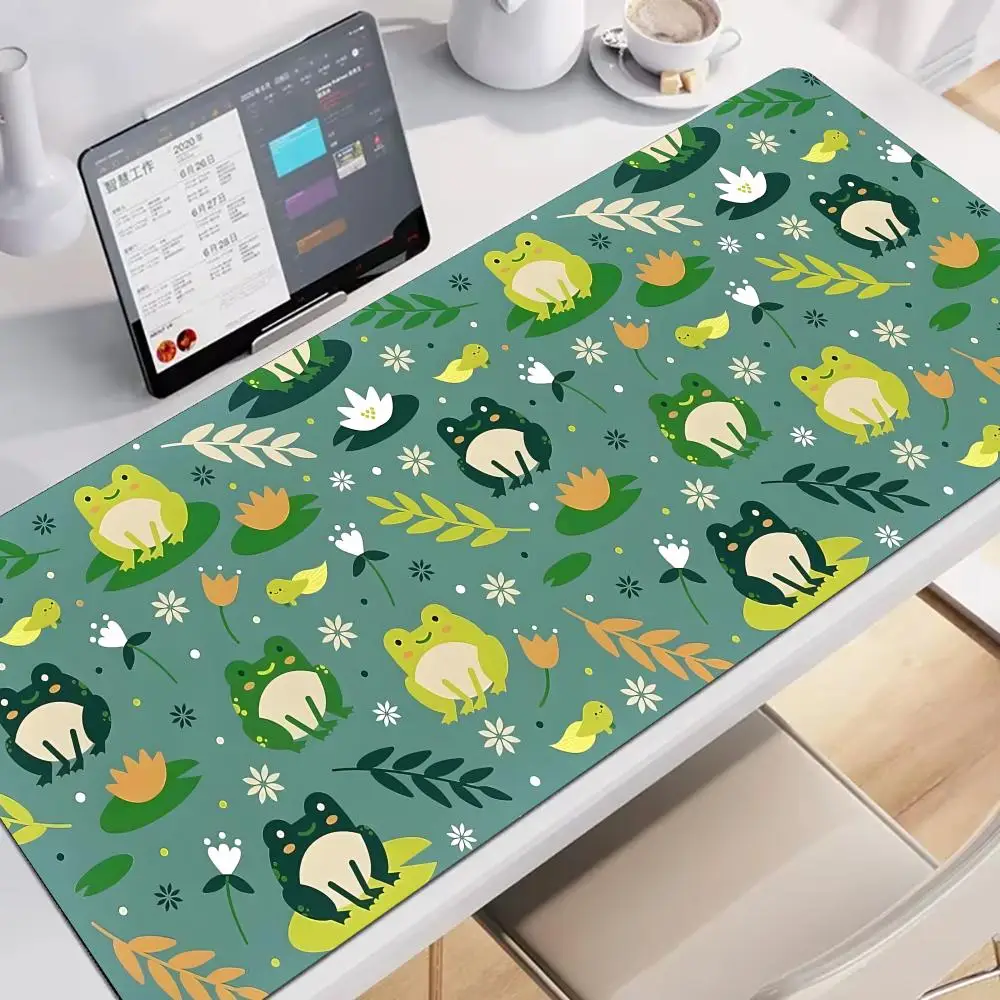 かわいい緑のカエルマウスパッド大型ゲーミングマウスパッドXXLマウスパッド滑り止めデスクアクセサリー美的ラップトップタブレットマットPCプレイマット