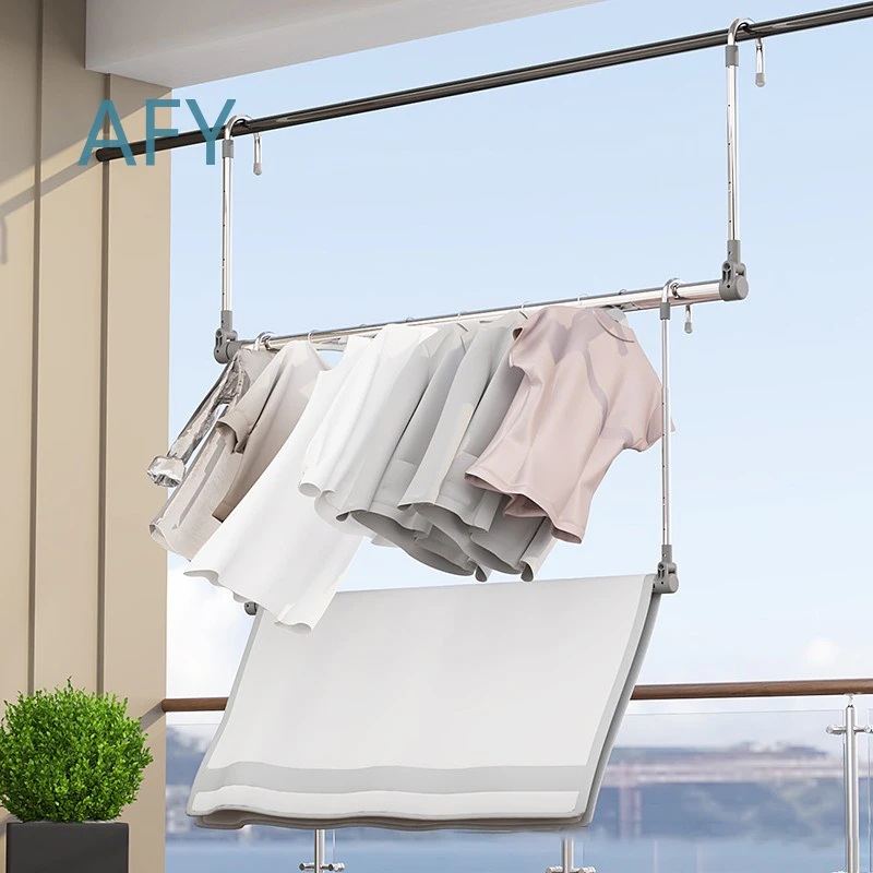 Stainless Steel Drying Racks for Laundry Telescopic Lifting Lowering Foldable Balcony Hanging Clothes Rack Integrated Home