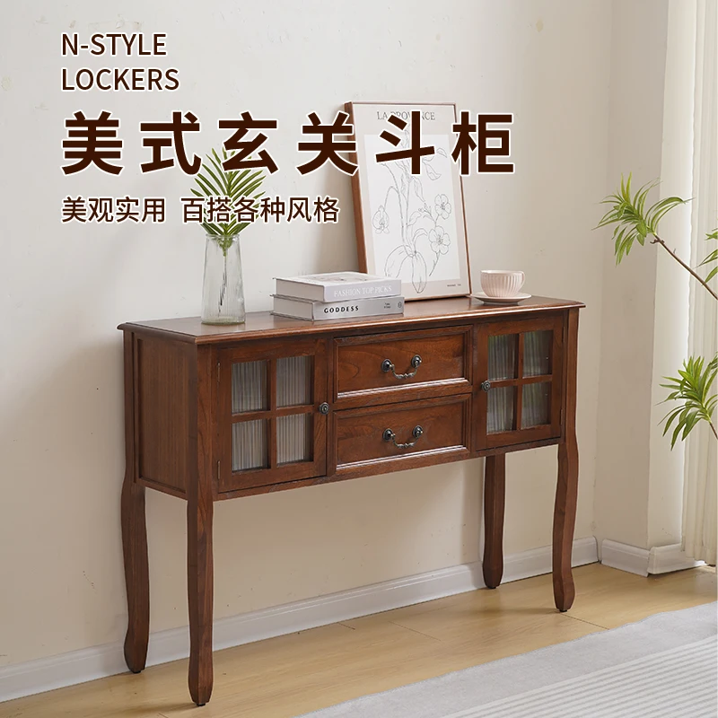 

Vintage solid wood sideboard, simple American living room, entrance tea cabinet, foyer aisle decorative