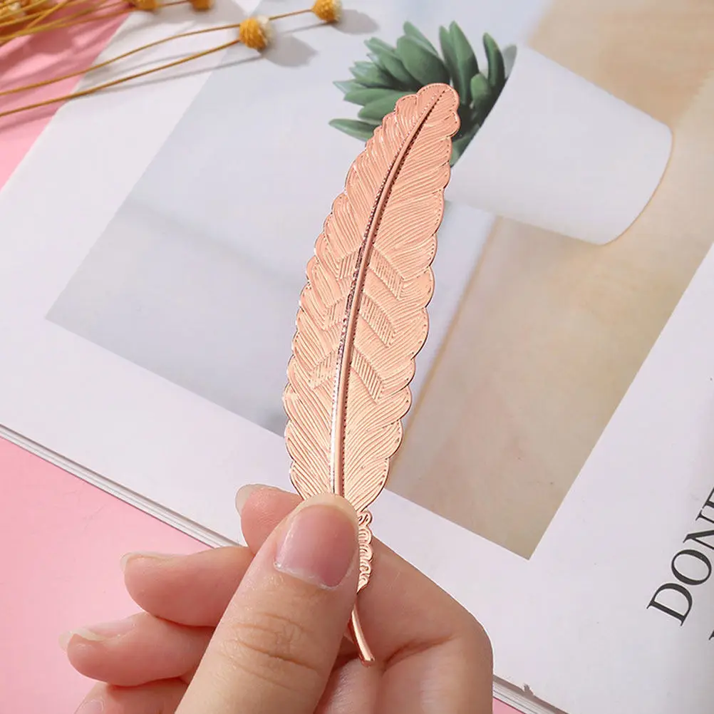 4pcs Classical Metal Bookmarks Plumage Design for Students & Reading Lovers – Page Markers School Supplies Decor