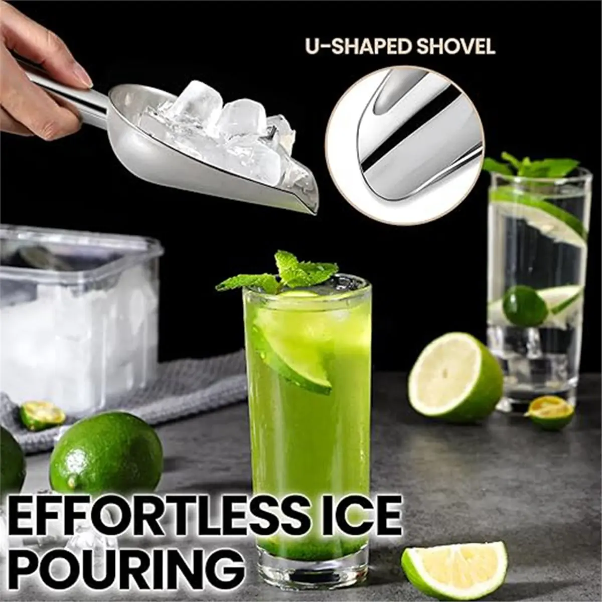 2026 New Tool 6oz Stainless Steel Ice Scoop, Metal Scooper for Ice Maker Freezer Bucket Pet Food, Rust-Resistant Dishwasher Safe