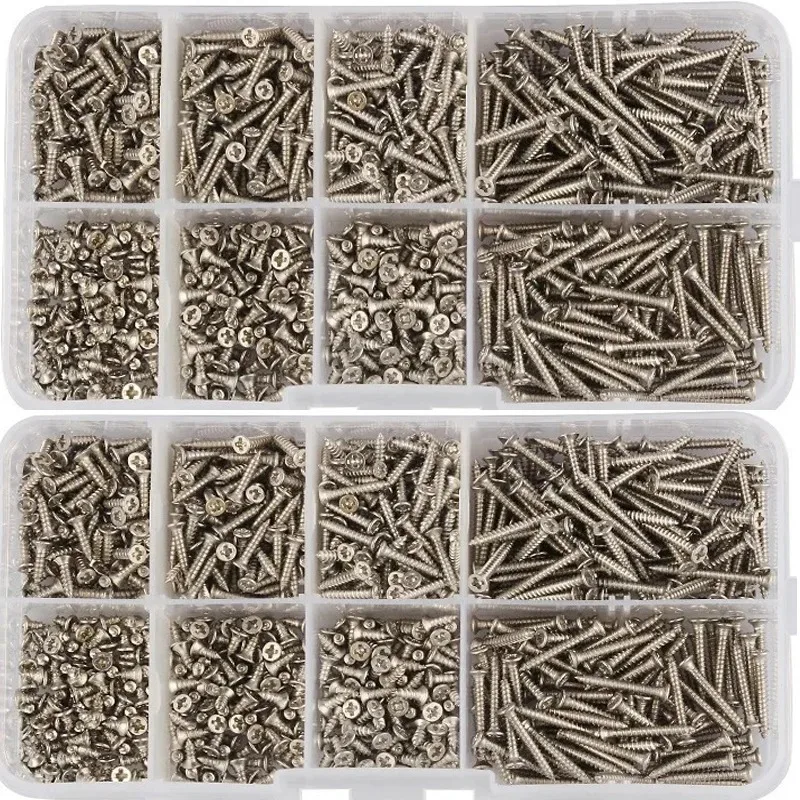 800pcs M2 Self Tapping Screws Carbon steel nickel plated Ultrathin Cross Phillips Ultra Thin Flat Head Self Tapping Wood Screw