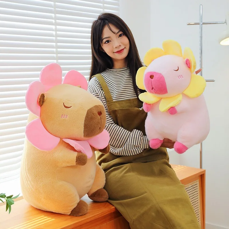 1 pz 30 cm/11,81 pollici Simpatico cuscino per bambola capibara girasole, bambola grande capibara, peluche, regalo di compleanno per bambini