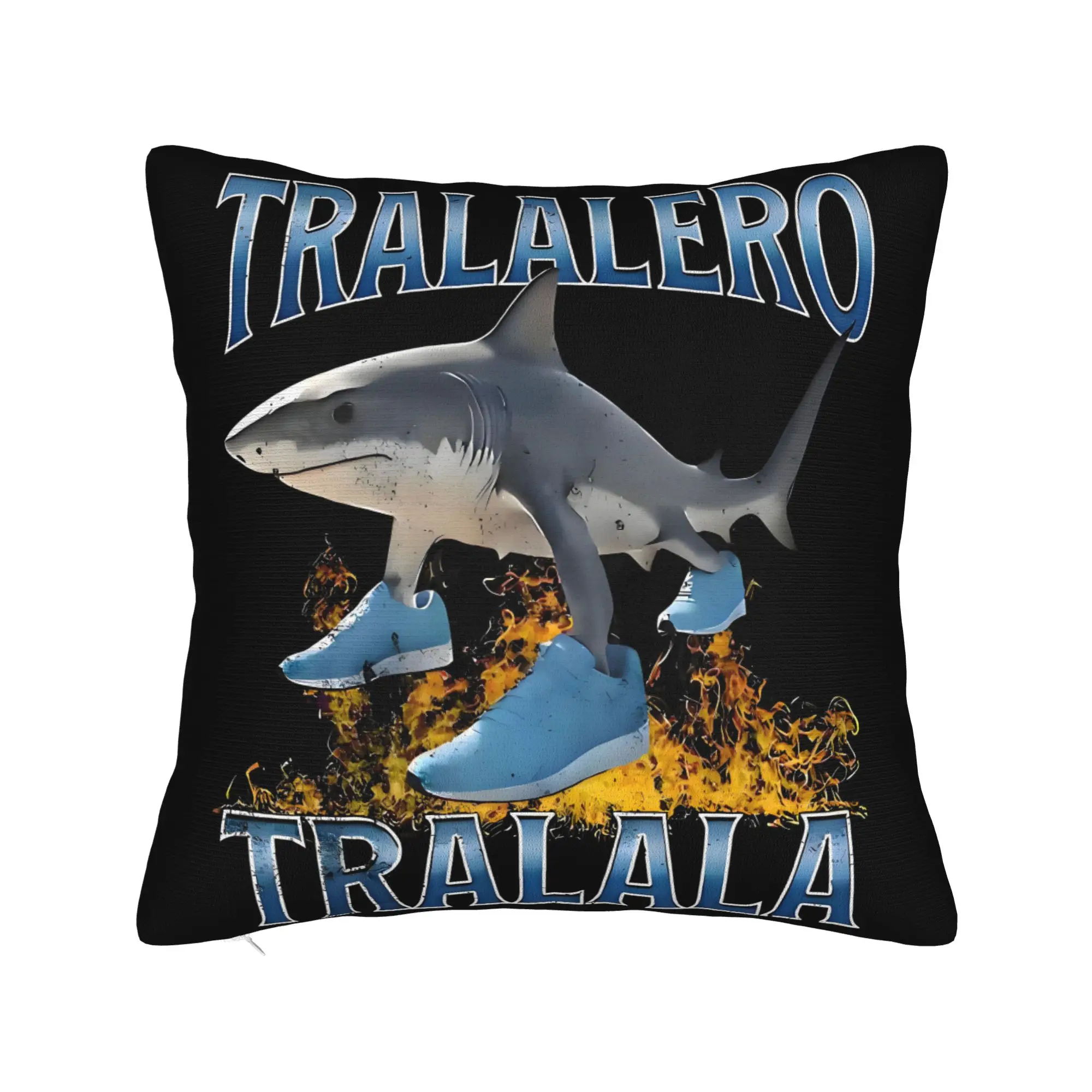 Cartoon Tralalero Tralala Cushion Covers Italian Shark Velvet Luxury Pillows for Sofa