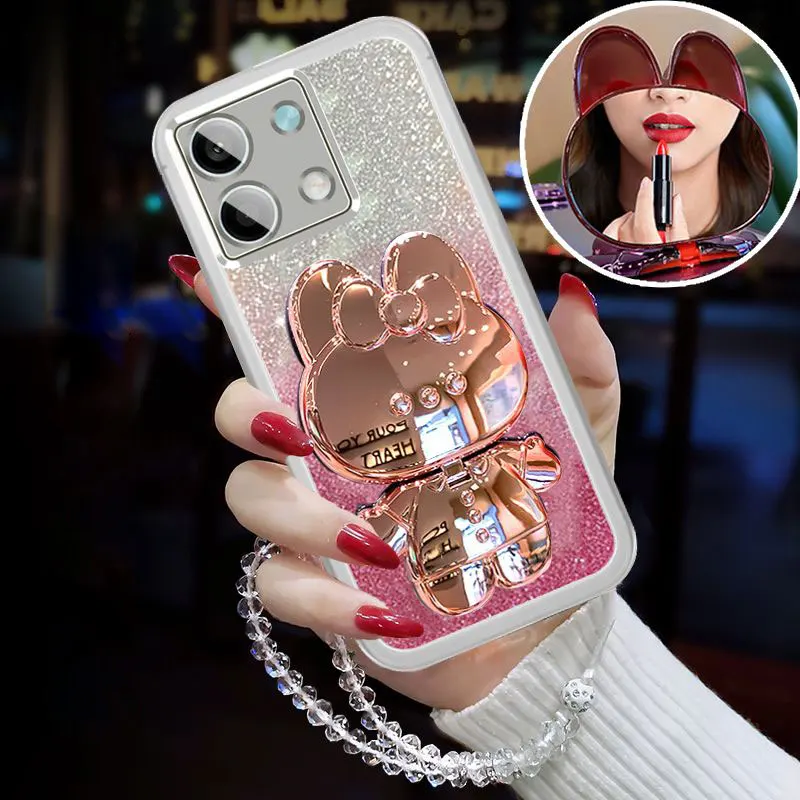 Glitter lanyard Case For infinix note30 pro,Rabbit mirror Cover For infinix Note 30 Hot30 Spark 20 10 pro Holder Case note30pro