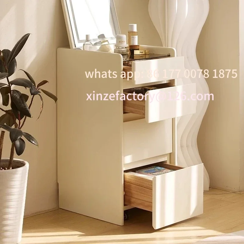 

Customizable Makeup Vanity Makeup Desk Equipped Lights Stool Whole Solid Wood Dresser Bedside Table Integrated Cabinet Dress