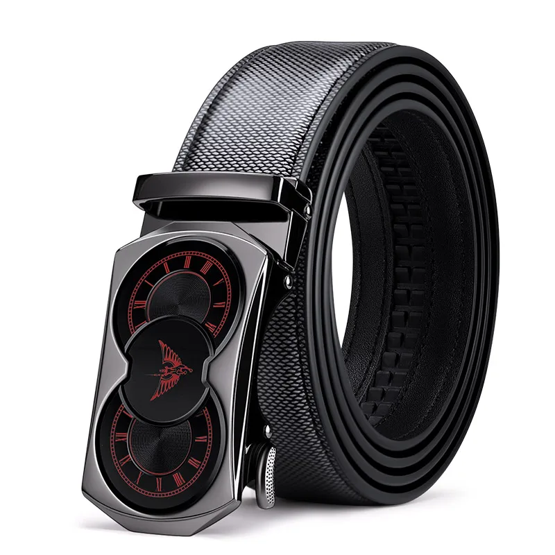 Leather belt men casual first layer cowhide belt men automatic buckle youth Korean version all casual friends gift box