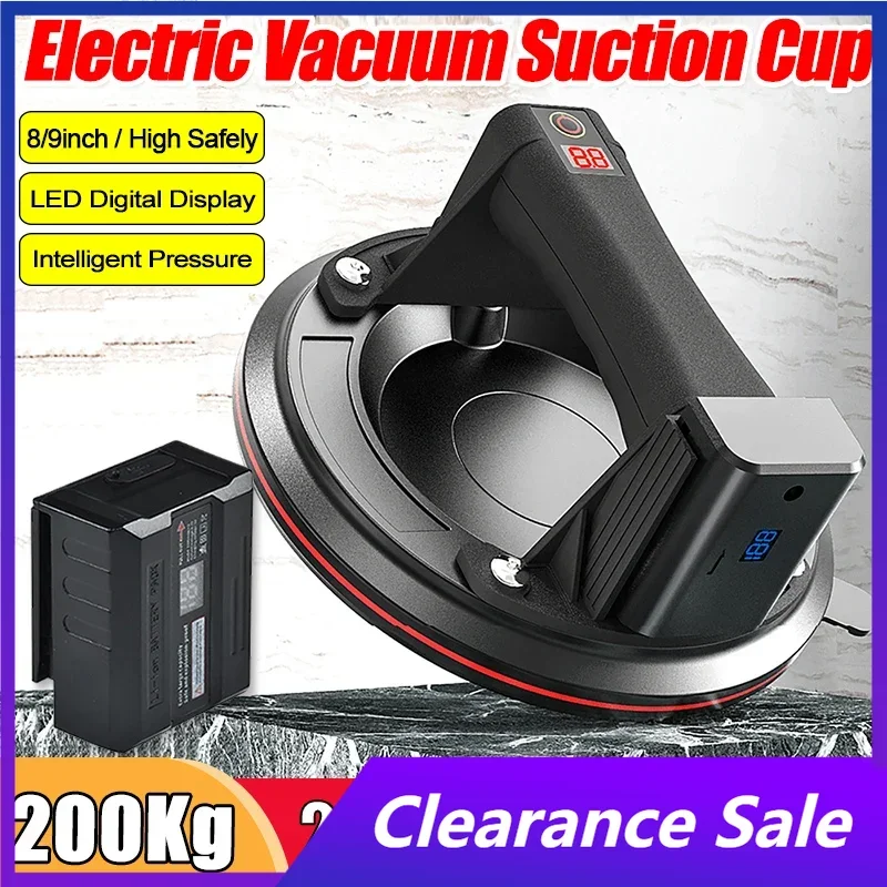 

8/9in Electric Vacuum Suction Cup Glass Tile Suckers Heavy-Duty Industrial Suction Cup Electric Lifter for Building Materials