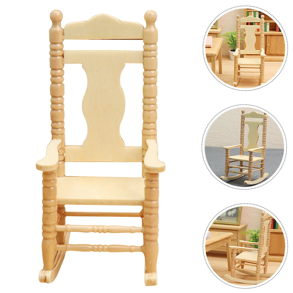 2 Pcs 1 12 Scale Vintage Rocking Chair Model Miniature Dollhouse Furniture Decorative Mini Rocking Chair nament Ideal for