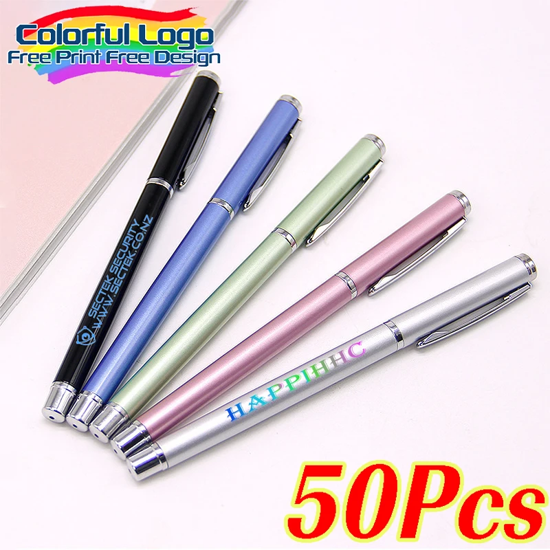 

50pcs Custom Luxury Metal Gel Pen Personalized Colorful LOGO Printing Advertising Pen School Office Signature Pens Gift Supply