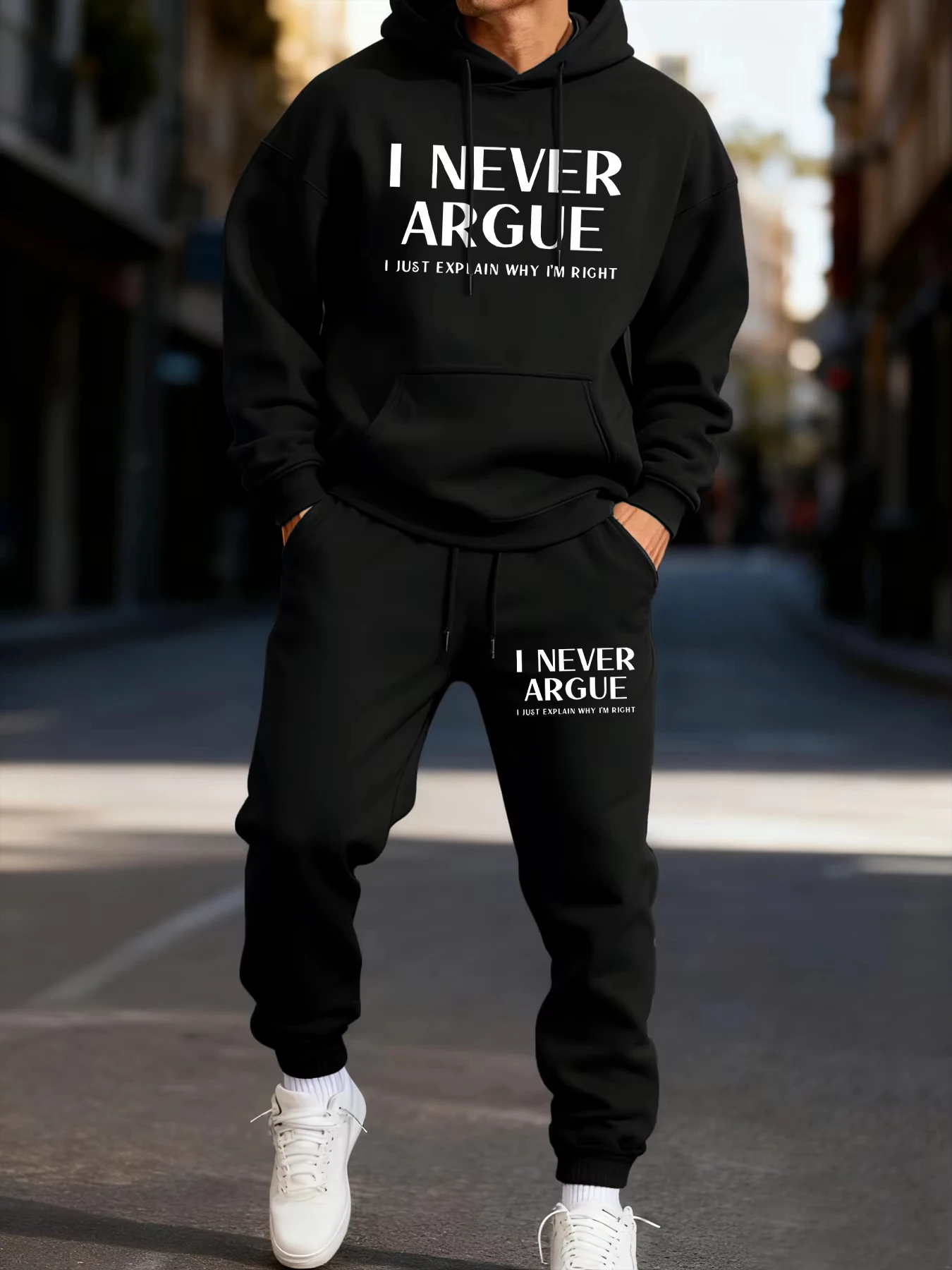 I Never Argue I Just Explain Why I'M Right Printing Man Hoodie Set Jogging Loose Two Pices Sets Pocket Fleece Sweatpants Clothes - view 5