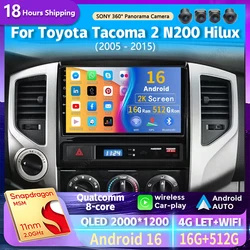 Android 16 Carplay Car Radio For Toyota Tacoma 2 N200 Hilux 2005 - 2015 Navigation Multimedia GPS Player Stereo WiFi+4G video BT