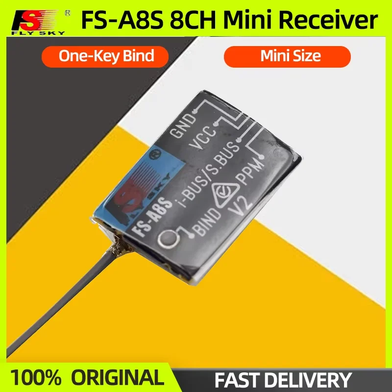 FLYSKY FS-A8S V2 2.4G 8CH Mini Receiver PPM I-BUS SBUS Output for Flysky FS-i6 FS-i6S FPV Racing Drone​ Transmitter