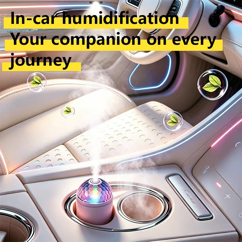 Creative Humidifier With Colorful Projection Lamp Heavy Fog Water Replenishment USB Car Home Office Desktop Mini Humidifier