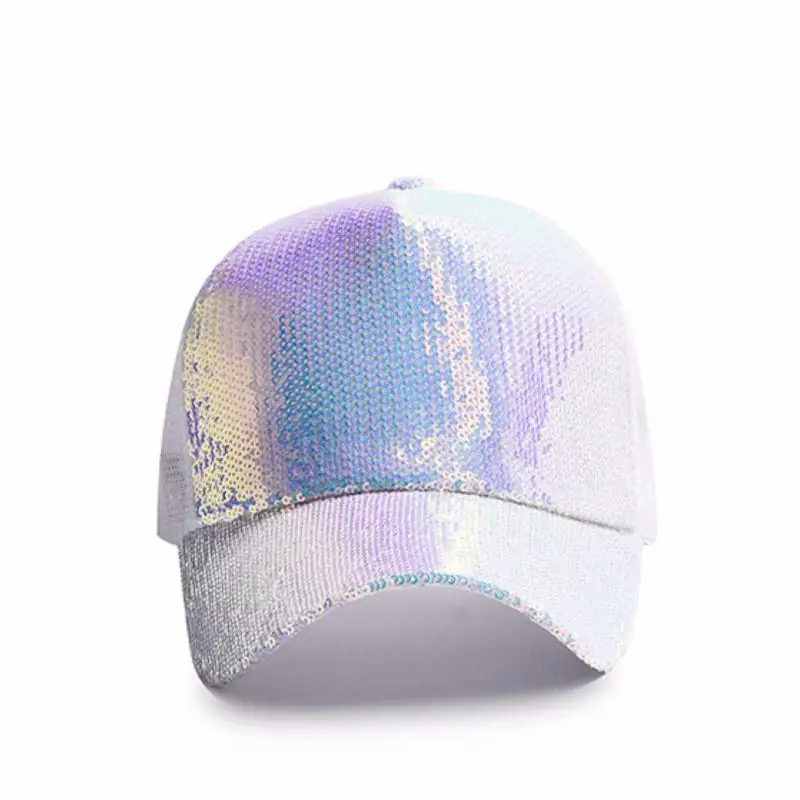 Baseball Cap Women Spring Summer Sunscreen Sunshade Hats For Women Sequin Mesh Cap Breathable Hip Hop Fashion White Black Bling