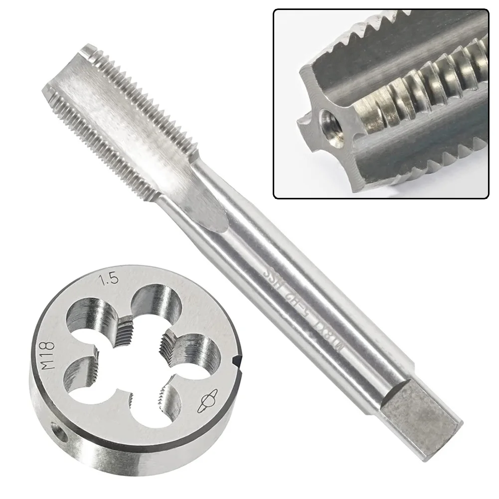 

2 Pcs Tap And Die Set M 18*1.5mm Metric Thread Right Hand HSS For Processing Steel Metalworking Repairing Hand Manual Tools